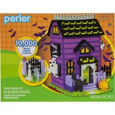 the perler halloween house kit is in its box