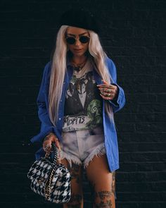 Tattooed Baddie, Chanel 19 Tweed, Sammi Jefcoate, Rock And Roll Fashion, Goth Glam, 2022 Style, Chanel 19, Rock Outfit, Boho Chic Outfits