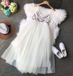 Size: one size Color: white, gray, black Long Fluffy Dress, Long Flower Dress, Puffy Dresses, Fairy Dresses, Crochet Maxi Dress, White Floral Dress, Elegant Party, Online Fashion Stores, Cheap Dresses