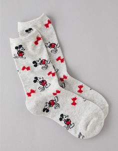 AE Mickey Mouse Crew Socks Cute Cotton Socks For Fall, Casual Socks As Gift For Fall, Casual Socks As A Gift For Fall, Casual Socks For Fall Gift, Casual Socks For Fall, Trendy Gray Cotton Socks, Cotton Socks For Spring Stocking Stuffers, Trendy Cotton Socks For Winter, Trendy Winter Cotton Socks