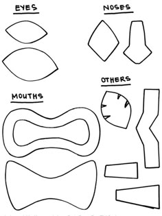 an image of different shapes and sizes for paper crafting, including the nose, mouth,