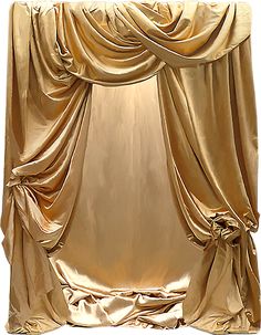 an image of a gold colored curtain on white background with clipping path for text