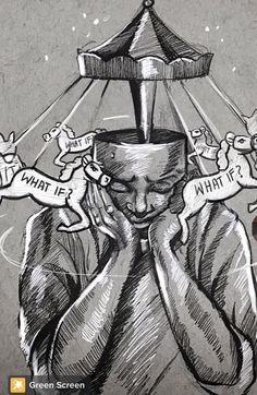 a drawing of a man holding his head with animals around him and the words what lies beneath it