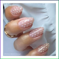 Valentines Nails Designs: \ Pink Polka Dot Nails, Short Valentines Day Nails, Nails Polka Dots, Valentines Nails Designs, Polka Dot Nail Designs, Dot Nail Designs, Dot Nails, Baby Pink Nails