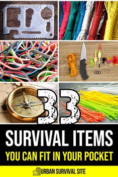 These 33 items could help save your life in a survival scenario, and better yet--they're small enough to fit in your pocket! Emergency Preparedness Kit List, Survival Gear List, Survival List, Camping Gear Survival, Survival Books