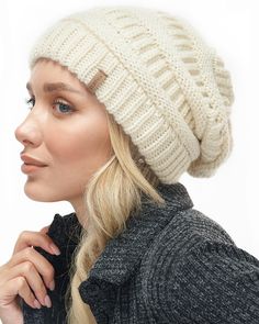 PRICES MAY VARY. 100% Acrylic Imported Elastic closure Hand Wash Only The slouchy beanie using 100% premium acrylic yarn;It is not itchy,and thicker than some cotton beanies tend to be,but in no way feels like it is smooshing your head;Cozy head and ear covering in wet,windy,cold weather is perfect,also great for winters in the Midwest; This beanie for women is in One Size,it is suitable for head circumference 54-59cm(21.25"-23.23");The good stretch of knitted beanie to accommodate almost all head sizes,from the youth to the elderly; The winter hats for women comes in a variety of colors to keep you stylish in cold weather;The plain design is suitable for matching with all kinds of sweaters,scarves,this beanie looks perfect with your daily outfit; Our beanie hat is so slouchy and roomy,no Slouchy Winter Hat, Knit Beanies, Slouchy Beanie Hat, Cotton Beanie, Ski Cap, Beanie Hats For Women, Hat Knit, Winter Knit Hats, Warm Winter Hats