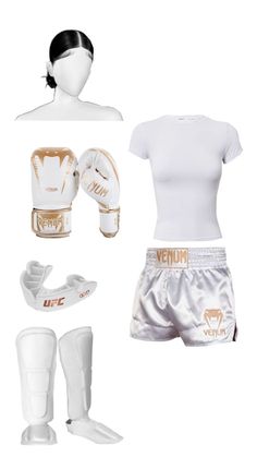 a woman's boxing outfit and gloves