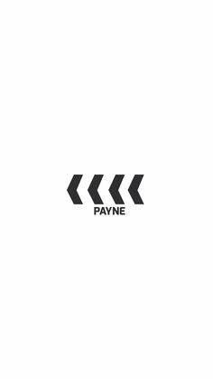 an arrow with the words payne on it is shown in black and white letters