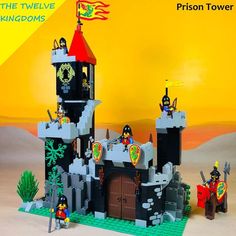 a lego castle with two knights on it