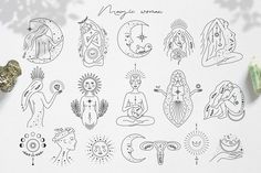 the zodiac signs and their meanings are drawn in black ink on a white paper next to some rocks