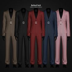 a group of men's suits in different colors