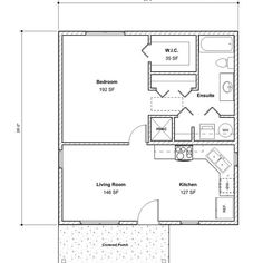 30x24 House 1-bedroom 1-bath 720 Sq Ft PDF Floor Plan Instant Download Model 2F - Etsy Small Home Floor Plan, Container Living, Traditional Cottage, Tiny House Plans, Small House Plans