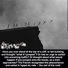 a group of people standing on top of a cliff with the words, have you ever stood at the top of a cliff, or fall