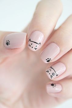 Stunning nail art ideas -- from easy DIY to crazy design ideas -- one week at a time Bff Nails, Membentuk Alis, Cat Nail Art, Kutek Disney, Cat Nail, Animal Nail Art, Nail Designs Pictures, Simple Acrylic, Easy Nails