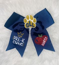 School Personalized Bows can say any grade and name you like. How perfect is this bow for you little girls First day back to school! Many colors available 3D Center attached to the bow  Cheer bows are 7-8 inches wide with a hair tie unless requested with a clip. First Day Back To School, Personalized Bow, Custom Converse, Cheer Bows, Barrette Clip, Hair Tie, Barrettes