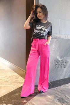 Looking for some pants that make a statement! Look no further! These pink dress pants are fabulous and very comfortable! 100% Polyester with a stretchy waistband in the back, mid-rise fit, and run true to size. Casual High-waisted Pink Wide Leg Pants, Pink High Waist Non-stretch Pants, High Waist Non-stretch Pink Pants, Non-stretch High Waist Pink Pants, Pink Stretch Wide Leg Bottoms, Trendy Pink Trousers, Stretch Wide Leg Pink Bottoms, Trendy Pink Wide Leg Pants For Summer, Pink Stretch Wide Leg Pants