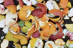 an assortment of rotten fruits and vegetables that have been peeled