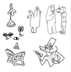 an image of cartoon characters in black and white