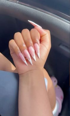 pointy nails, french tip Pointed French Nails, Long Stiletto French Tip Nails, Short Stilleto Frenchies, Stiletto French Tip Designs, White French Tip Nails Stiletto, Cute Pointy Nails, Pointy Nails French Tip, French Pointy Nails, Sharp Pointy Nails