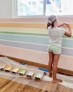 Rainbow Wall Diy, Rainbow Fence, Rainbow Stripe Wall, Rainbow Bedroom, Stripe Wall, Fence Wall, Big Girl Bedrooms, Toddler Girl Room, Rainbow Room