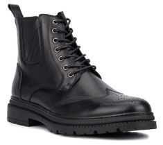 The epitome of rugged sophistication in ankle boots, this lace-up style is crafted in sturdy leather with stylish brogue detailing. From Reserved Footwear New York. New York Mens, Up Styles, Devon, Fashion Shoes, Ankle Boots, Shoe Boots, Lace Up, New York, Boots