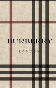 the burbery london logo is shown in black and tan plaid fabric with a white background