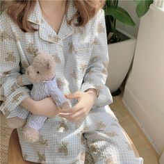 Teddy Dreams Pajama Set Blue L Teddy Bear Pjs, Piyama Korea, How To Earn Money, Sleepwear & Loungewear, Print Pajamas, Loungewear Set, Bear Print, Lingerie Sleepwear, Pajamas Women