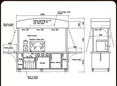 a drawing of a kitchen with an oven, sink and countertop space for cooking