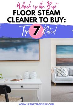 a living room with the text which is the best floor steam cleaner to buy?