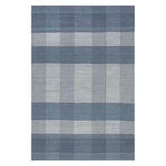 a blue and white checkered rug