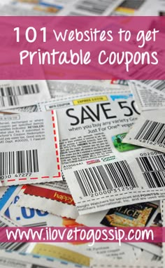 coupons are stacked on top of each other with the text printable coupons 2014