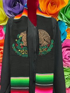 Mexican zarape sash class of 2023 Mexican emblem Mexico todo Corazon Mexico Graduation Sash, Traditional Embroidered Graduation Stole, Multicolor Embroidered Graduation Stole, Graduation Sarape, Manifesting Graduation, Mexican Graduation Pictures, Graduation Sash Ideas, Graduation Stole Mexican, Graduation Stole Ideas