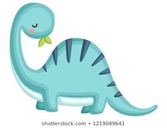 a blue dinosaur with a green leaf in its mouth