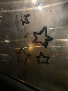 the stars are reflected in the wet window