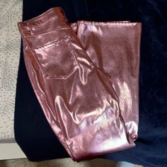 Pink Flare Metallic Pants, Never Worn. Just Took The Tag Off Before Deciding. Metallic Pants, Wide Leg, Pants For Women, Womens Sizes, Size 6, Fast Delivery, Pants, Full Service, Pink