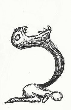 a drawing of a snake with its mouth open