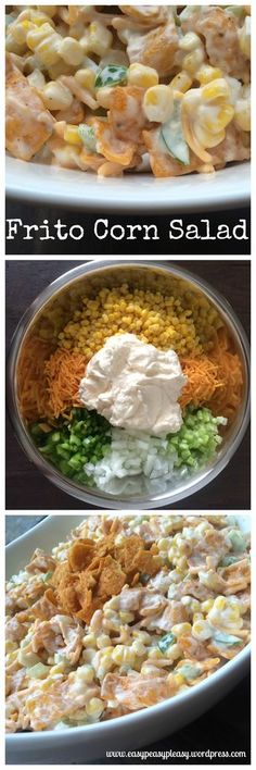 two pictures showing different types of food in the same bowl and on each side, there is