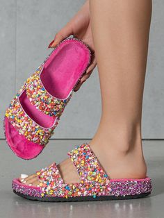 Women Slides, Buckled Flats, Pink Collar, Pink Collars, Shoe Closet, Fall Fashion Outfits, Diy Style, Colorful Fashion, Womens Flats