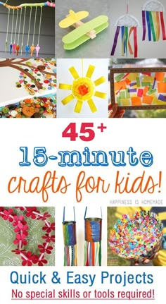 Quick and Easy 15 Minute Kids Crafts Easy Kids Crafts, Freetime Activities, Crafty Kids, Easy Crafts For Kids, Craft Activities For Kids, Easy Kids, Toddler Crafts, Arts And Crafts For Kids