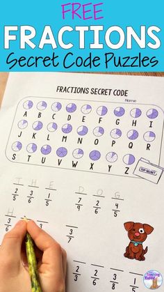 a hand holding a pencil over a printable worksheet with the words free fractions