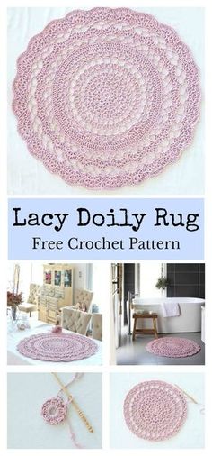 the lacy doily rug pattern is shown with instructions to make it look like they are crocheted