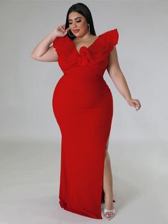 c0dcd03a-3974-4ae7-bd1f-3d3809cd0fbd Dresses For Formal Events, V Neck Long Dress, Plus Size Elegant Dresses, Long Dress Plus Size, Long Fitted Dresses, Look Rose, Bodycon Cocktail Dress, Plus Size Bodycon Dresses, Summer Pattern