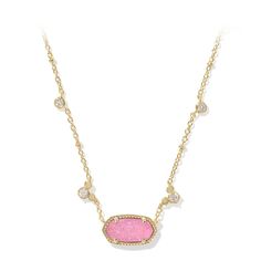 The most popular Kendra Scott style gets a touch of magic with this Mickey Mouse Elisa necklace. Featuring Mickey's name on one side of the pendant and sparkling pink drusy crystal on the other, it hangs from a gold chain accented with clear crystals. Worn on its own or layered, this brilliant meeting of two icons is a gorgeous reminder that there's nothing you can't do. Kendra Scott Disney, Kendra Scott Barbie, Disney Kendra Scott, Layering Kendra Scott Necklaces, Disney Style Pink Jewelry Gift, Barbie Kendra Scott Necklace, Kendra Scott Necklace Pink Heart, Hot Pink Kendra Scott Necklace, Preppy Shopping