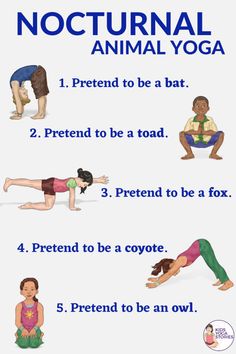 a poster with instructions on how to do an animal yoga pose in different poses and positions