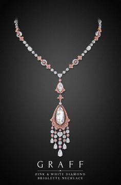 Graff Pink and White Diamond Pendant | Saved for Future Outfits in Gabrielle's Amazing Fantasy Closet Graff Diamond Necklace, Graff Necklace, Briolette Diamond, Briolette Necklace, Very Light Pink, Pink Diamonds