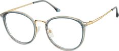 A timeless style gets a colorful twist in these chic round glasses. The shiny metal eyeglasses features a splash of color on the rims and temple arms. For added comfort the look has spring hinges and soft plastic temple tips. | Zenni Women's Round Prescription Eyeglasses Blue Artsy Vibe, Round Prescription Glasses, Round Eyeglasses Frames, Diamond Face Shape, Eye Prescription, Square Face Shape, Rim Design, Diamond Face, Zenni Optical