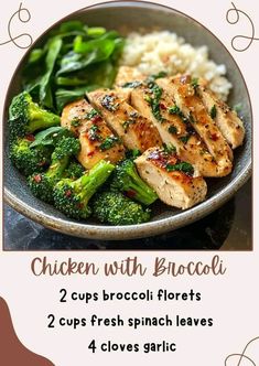 chicken with broccoli florets 2 cups fresh spinach leaves 4 cloves garlic