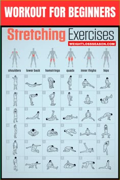 an exercise poster with the instructions to do exercises for beginners, including stretching and standing