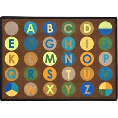 a door mat with alphabets and numbers on the front, in various colors to choose from