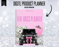 the girl boss planner is on display with money